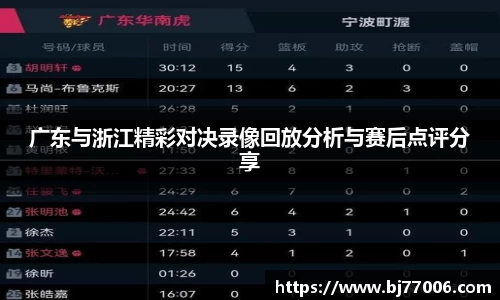 广东与浙江精彩对决录像回放分析与赛后点评分享